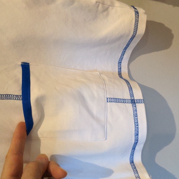 Orly White Blue Stripe Zip Up Lightweight Cotten Jacket Size Large - Picture 3 of 6